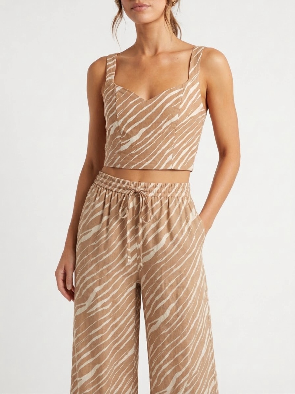 a new day Tan & Cream Zebra-Print Wide Leg Pants